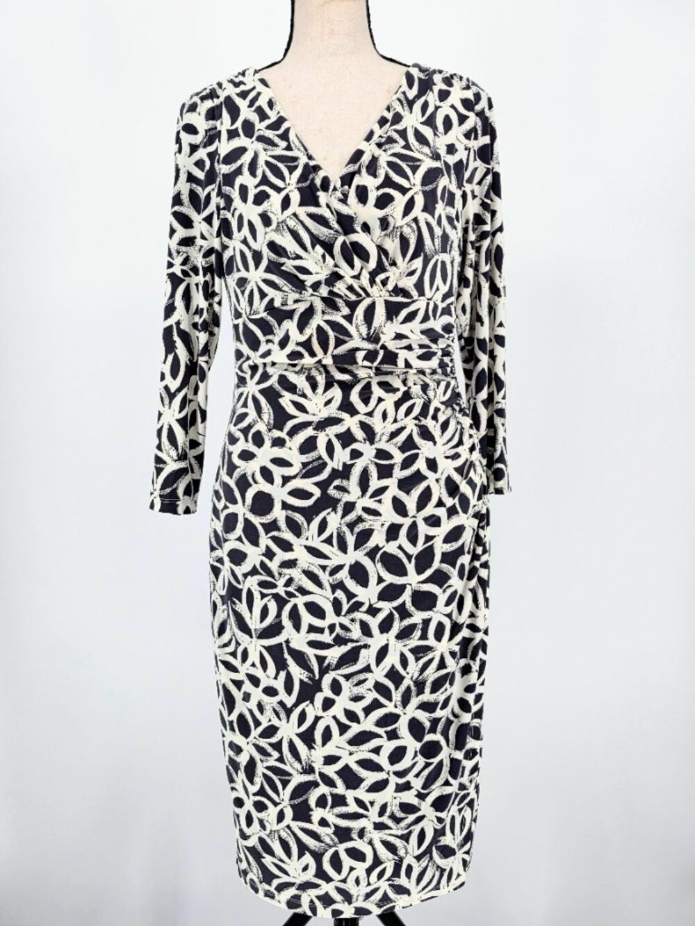 Lauren Ralph Lauren Faux Wrap Ruched Sheath Dress Size 8
